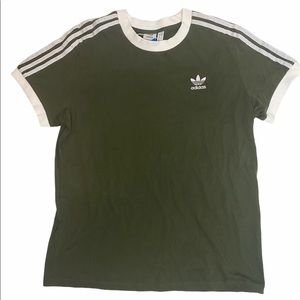 NWT Adidas Army Green 3 Stripes T- Shirt